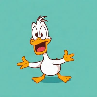 goofy pfp — duck, shocked open mouth gasp, solid teal background