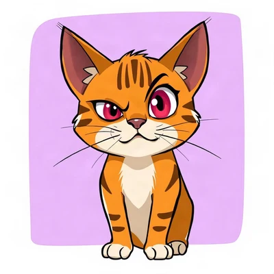 goofy pfp — cat, dramatic wide-eyed side-eye, solid lilac background