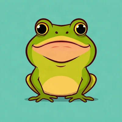 goofy pfp — frog, completely unimpressed flat stare, solid teal background