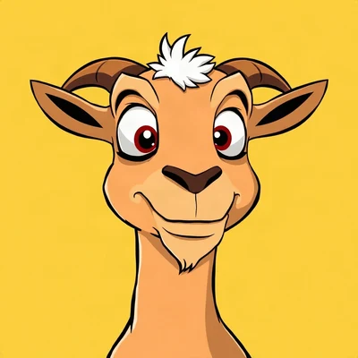 goofy pfp — goat, dramatic wide-eyed side-eye, solid yellow background