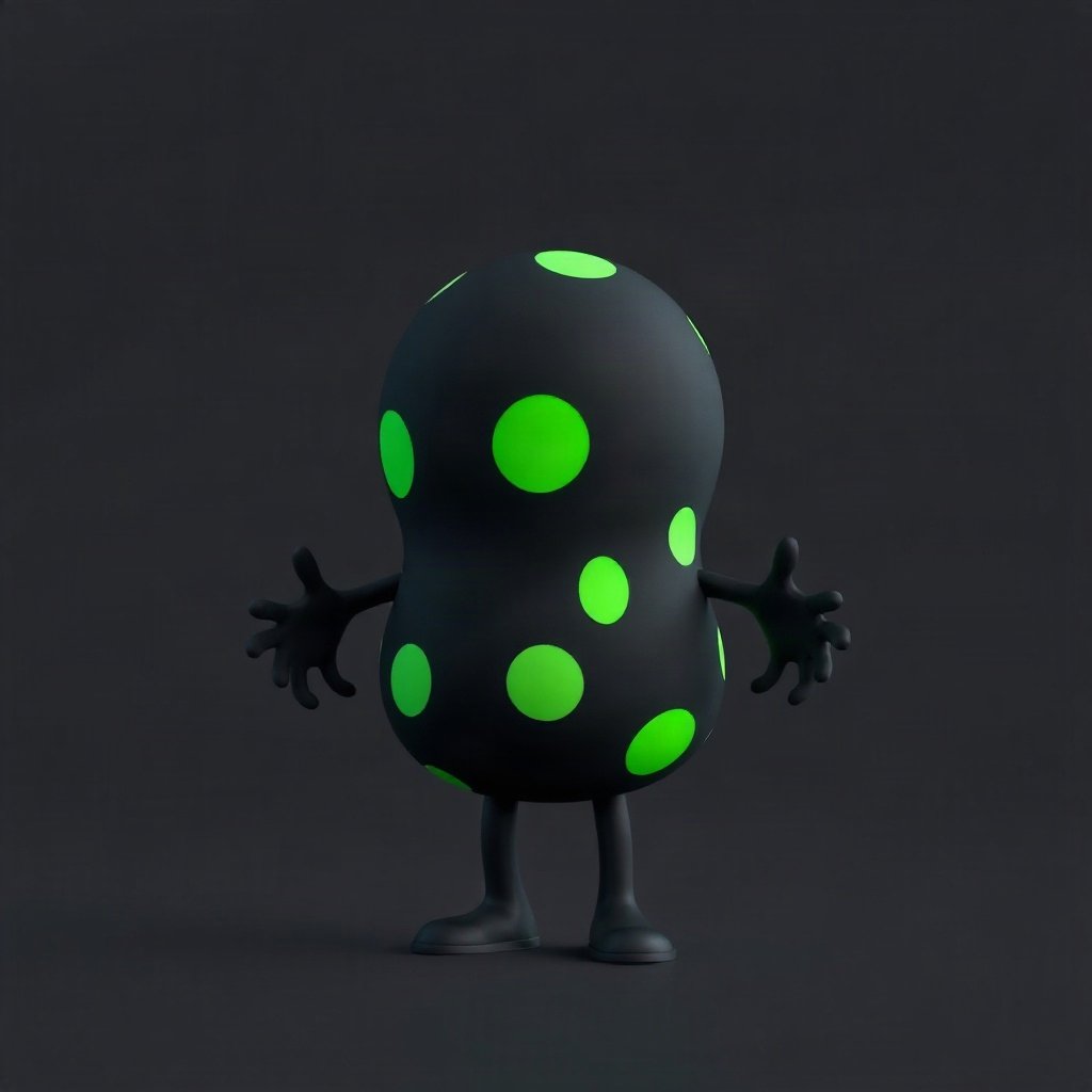 halloween pfp — candy corn pattern character, soft 3d render, black and toxic green