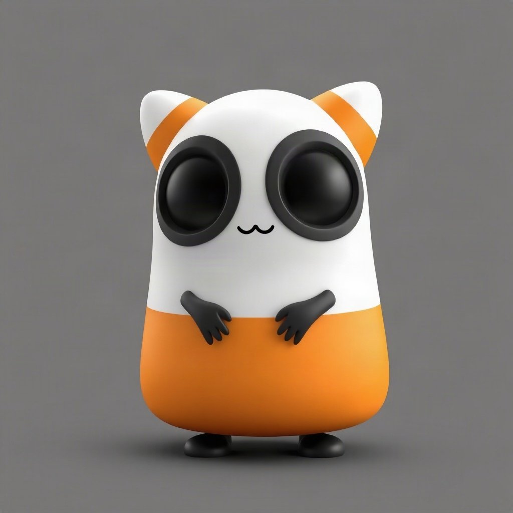 halloween pfp — candy corn pattern character, soft 3d render, monochrome with orange accent