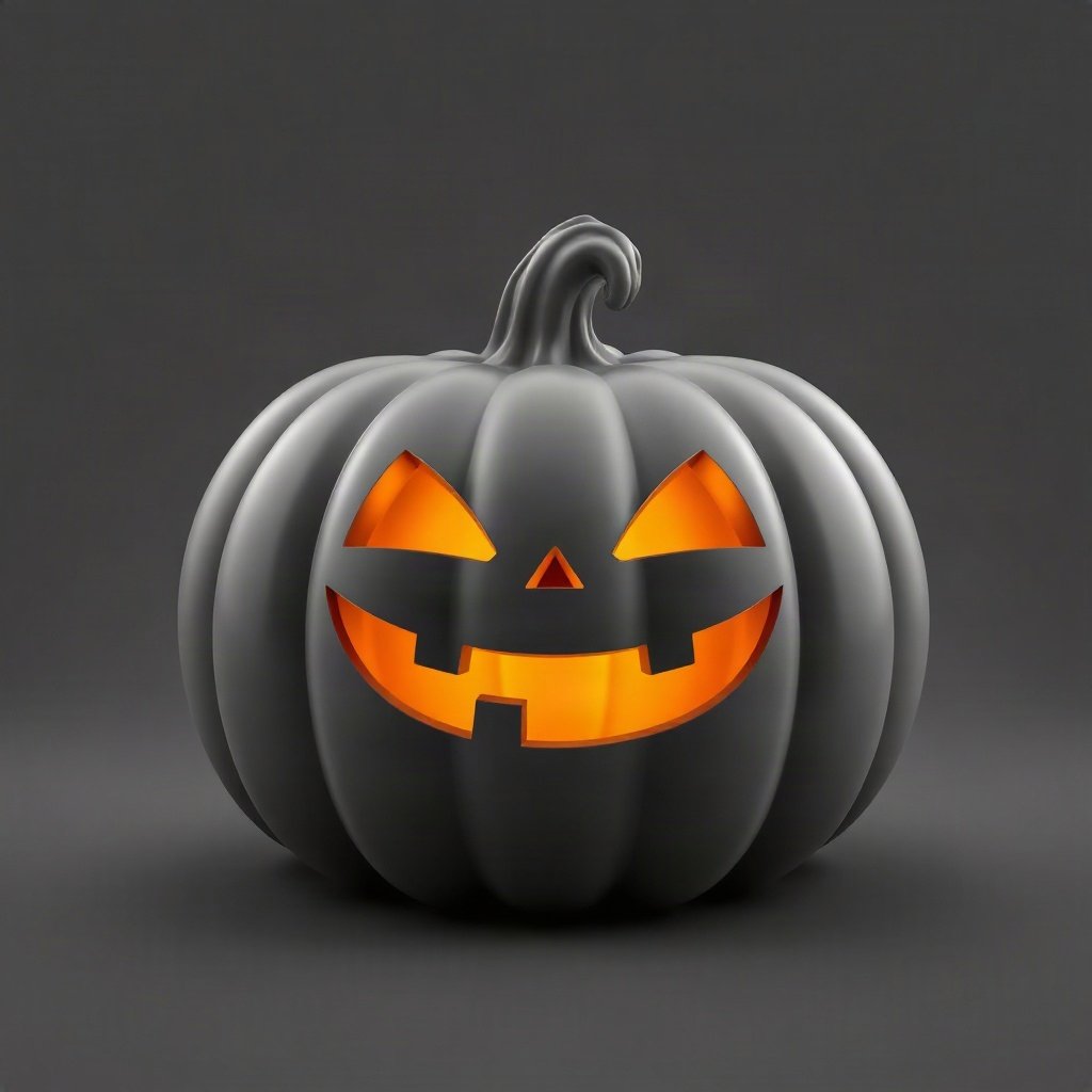 halloween pfp — cute carved pumpkin with glowing grin, soft 3d render, monochrome with orange accent