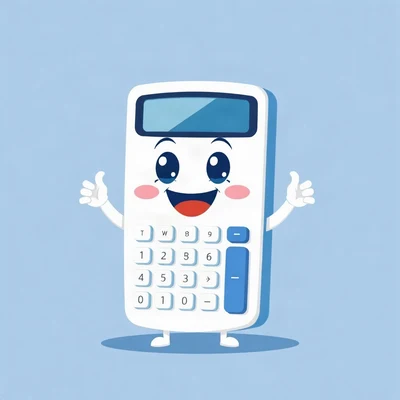 pfp for school — friendly calculator mascot, flat vector illustration, soft blue and white