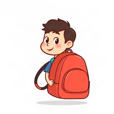 pfp for school — cheerful backpack character, flat vector illustration, cheerful primary colors