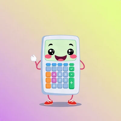 pfp for school — friendly calculator mascot, minimal geometric design, cheerful primary colors