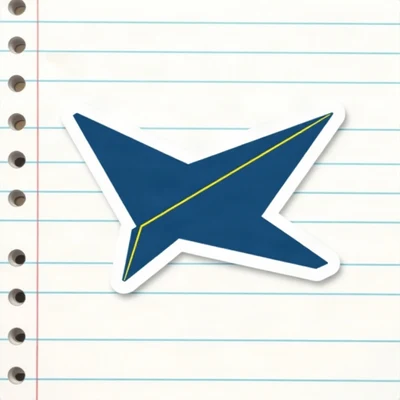 pfp for school — paper plane over notebook pattern, clean sticker style, navy and gold palette