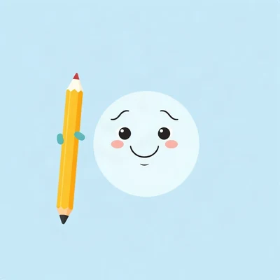pfp for school — smiling pencil character, flat vector illustration, soft blue and white