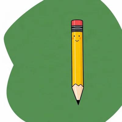 pfp for school — smiling pencil character, minimal geometric design, forest green and cream