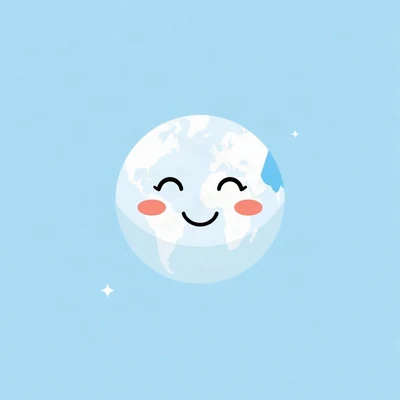 pfp for school — cute globe with a smile, minimal geometric design, soft blue and white