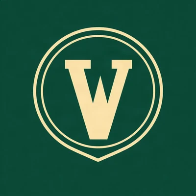 pfp for school — varsity letter badge design, flat vector illustration, forest green and cream
