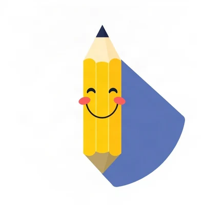 pfp for school — smiling pencil character, minimal geometric design, navy and gold palette