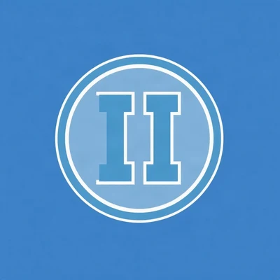 pfp for school — varsity letter badge design, soft rounded cartoon, soft blue and white