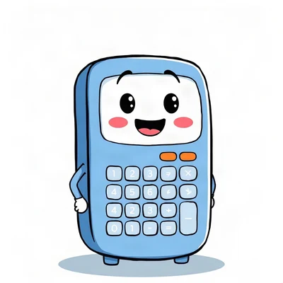 pfp for school — friendly calculator mascot, soft rounded cartoon, soft blue and white