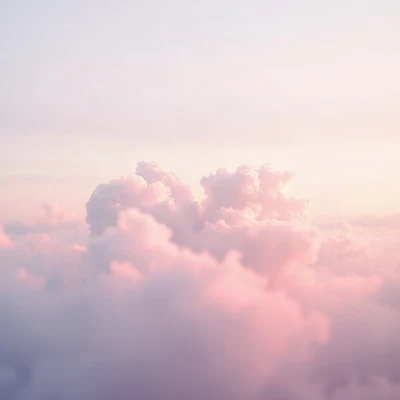 pink pfp — heart-shaped clouds, dreamy digital painting, gentle bokeh
