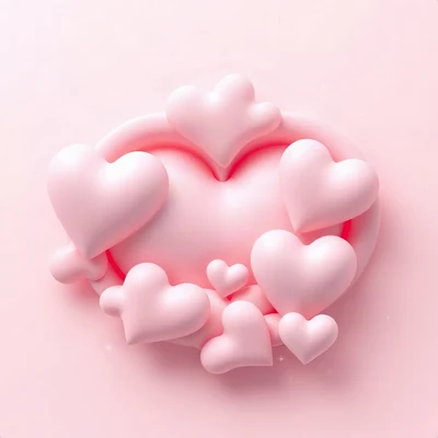 pink pfp — heart-shaped clouds, soft 3d render, subtle sparkle