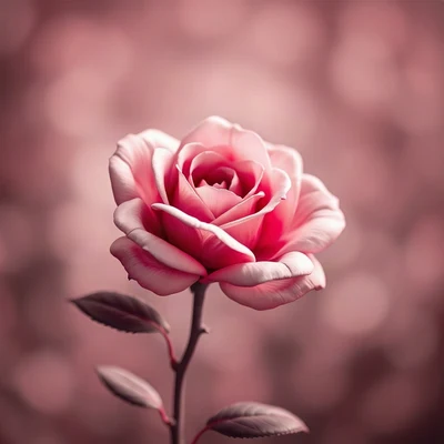 pink pfp — rose in bloom, soft 3d render, gentle bokeh