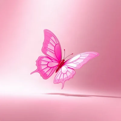 pink pfp — butterfly, soft 3d render, soft glow