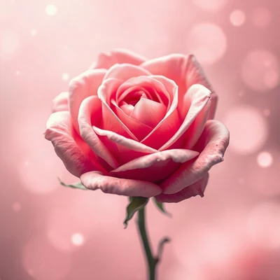 pink pfp — rose in bloom, dreamy digital painting, gentle bokeh