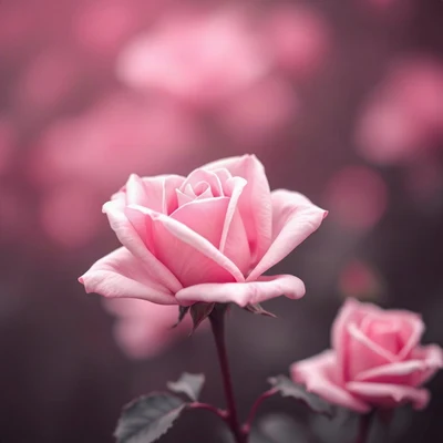pink pfp — rose in bloom, dreamy digital painting, gentle bokeh