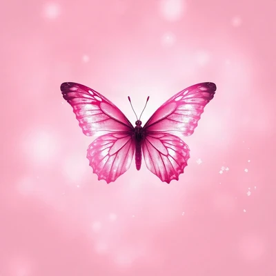 pink pfp — butterfly, dreamy digital painting, soft glow