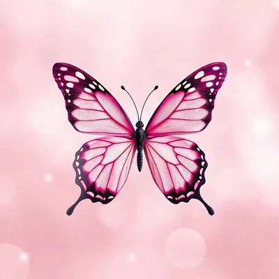 pink pfp — butterfly, soft 3d render, gentle bokeh
