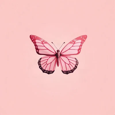 pink pfp — butterfly, soft 3d render, soft glow