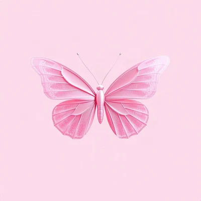 pink pfp — butterfly, soft 3d render, subtle sparkle