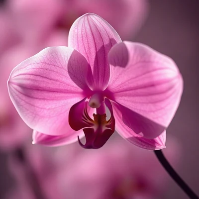 pink pfp — orchid flower, cinematic photo style, gentle bokeh