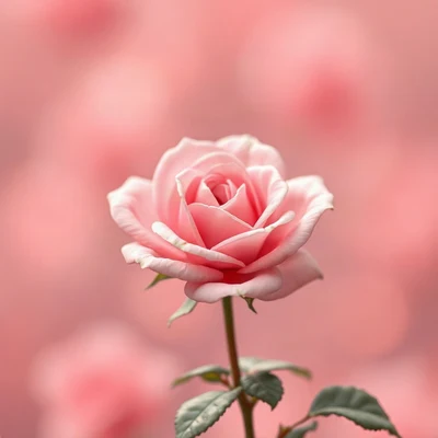 pink pfp — rose in bloom, dreamy digital painting, gentle bokeh