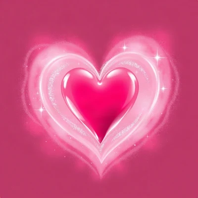 pink pfp — glossy heart, dreamy digital painting, subtle sparkle