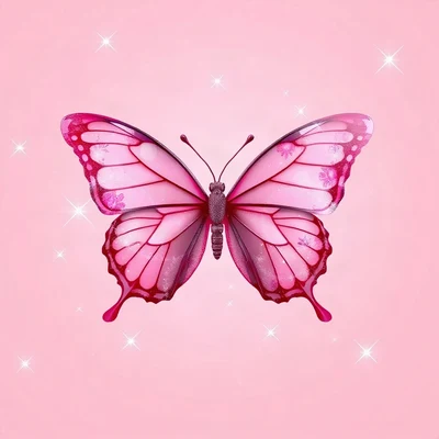 pink pfp — butterfly, soft 3d render, subtle sparkle