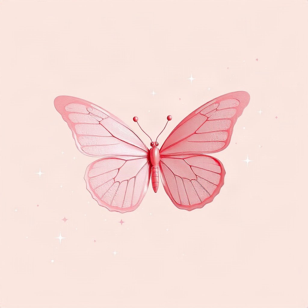 Pink PFPs — butterfly, soft 3d render, subtle sparkle