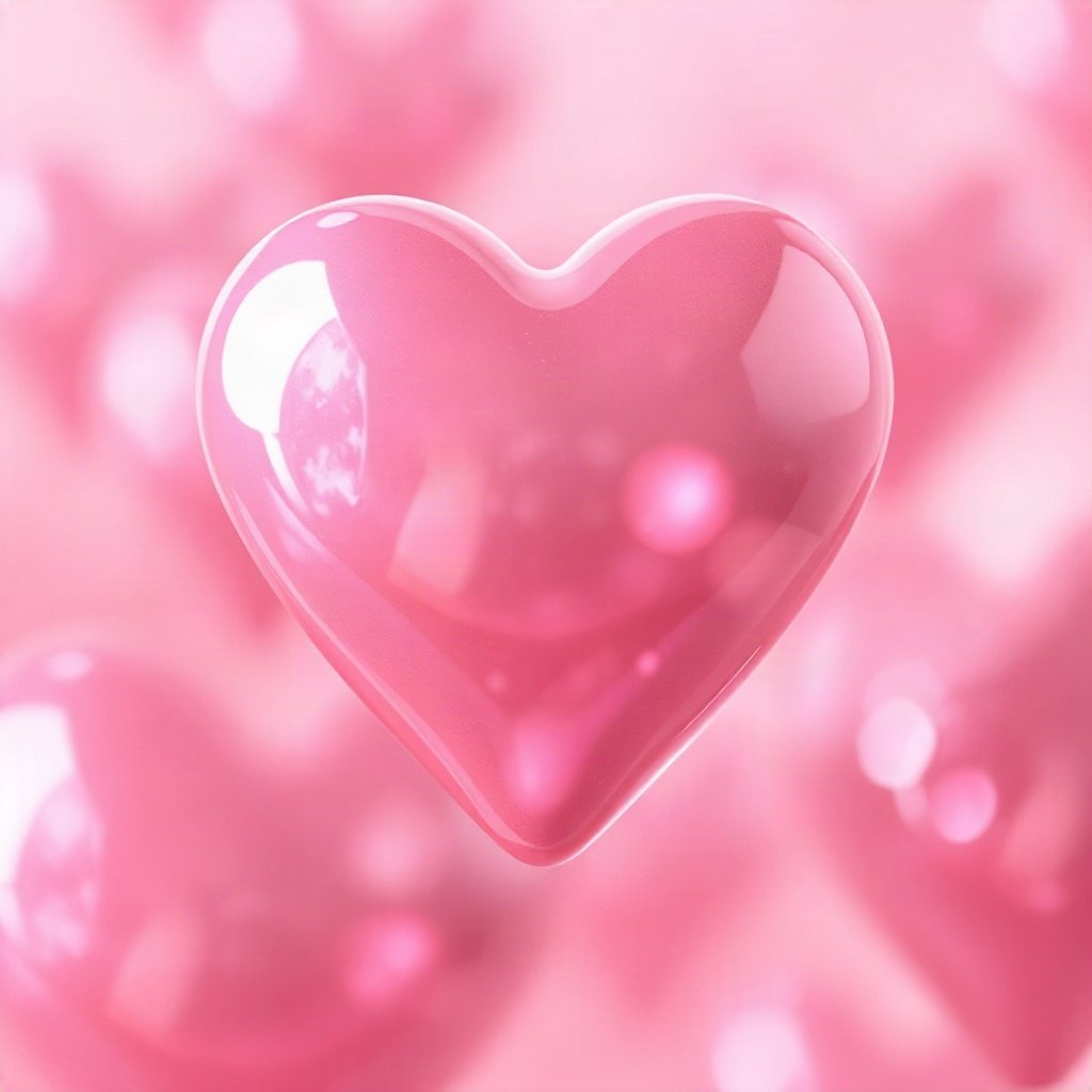 Pink PFPs — glossy heart, dreamy digital painting, gentle bokeh