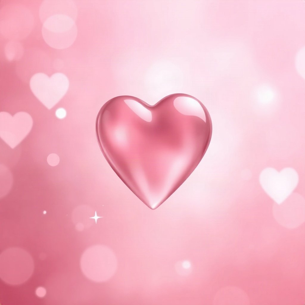 Pink PFPs — glossy heart, dreamy digital painting, gentle bokeh