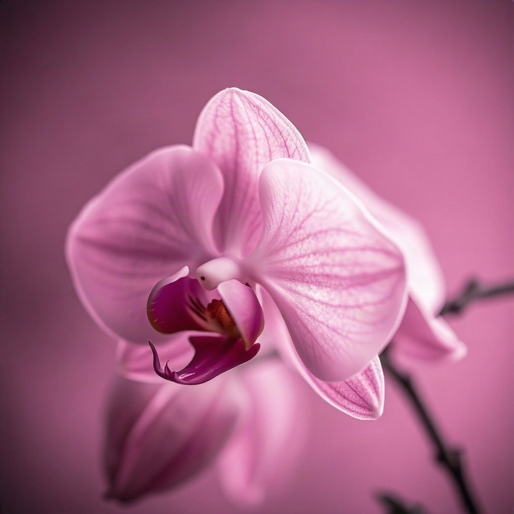 Pink PFPs — orchid flower, cinematic photo style, gentle bokeh