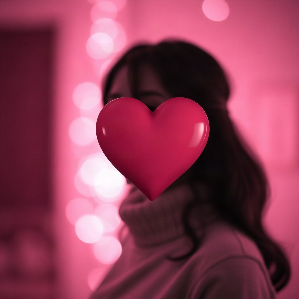 Pink PFPs — glossy heart, cinematic photo style, gentle bokeh