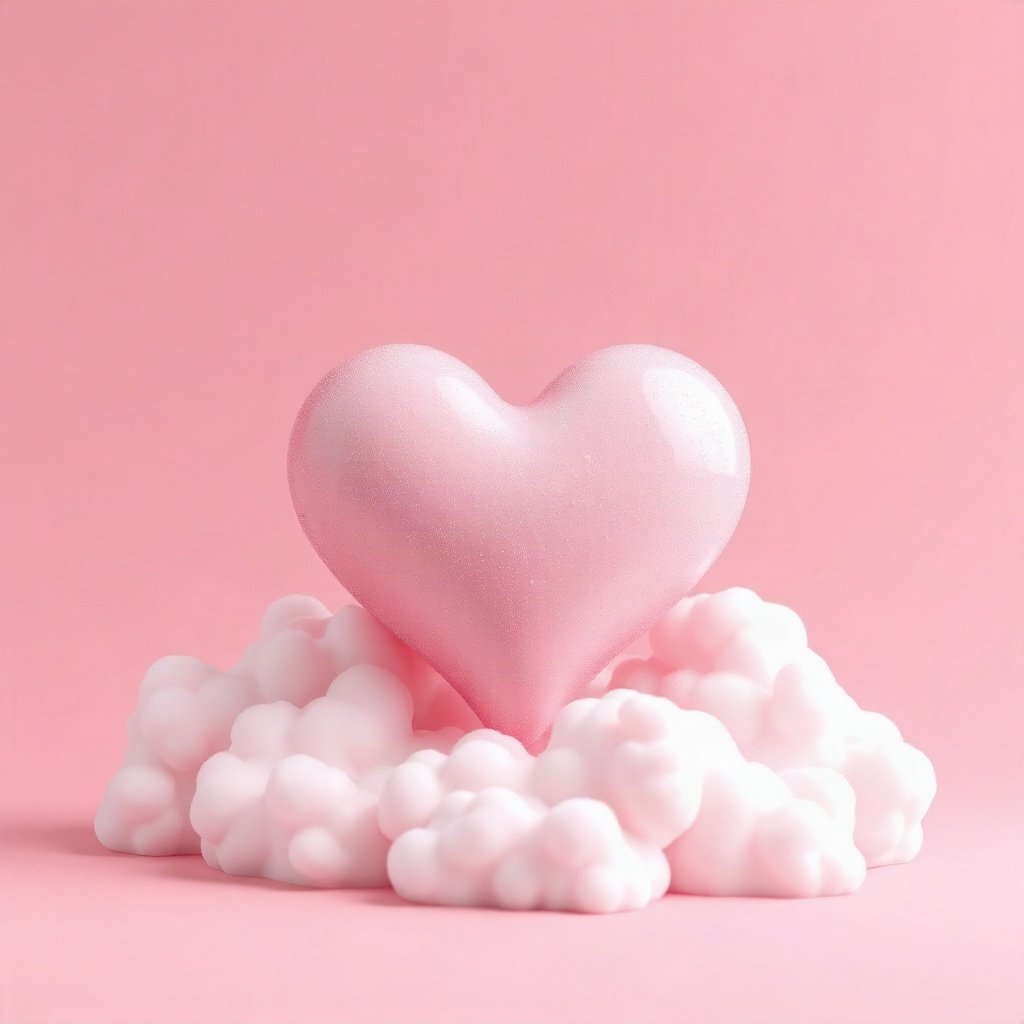 Pink PFPs — heart-shaped clouds, soft 3d render, subtle sparkle