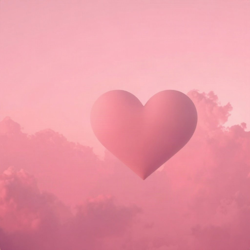 Pink PFPs — heart-shaped clouds, cinematic photo style, misty atmosphere