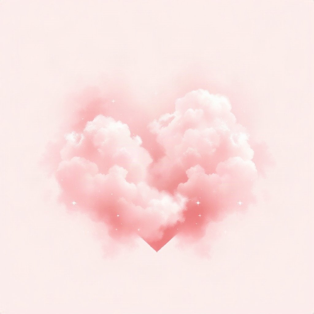 Pink PFPs — heart-shaped clouds, dreamy digital painting, subtle sparkle