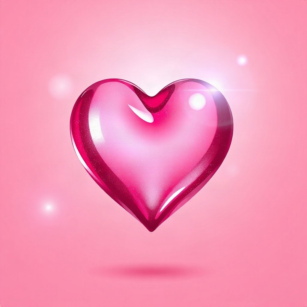 Pink PFPs — glossy heart, dreamy digital painting, soft glow