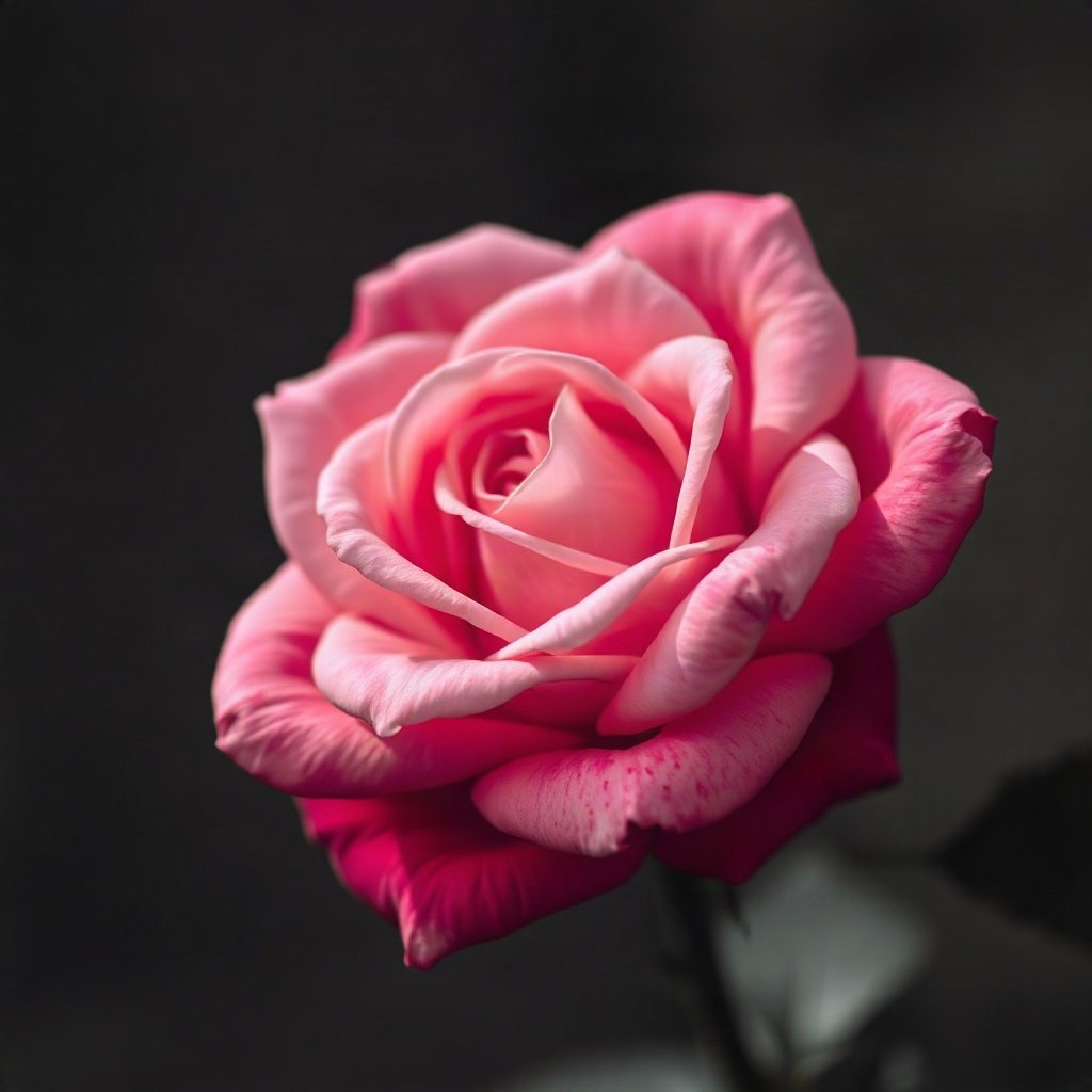 Pink PFPs — rose in bloom, cinematic photo style, subtle sparkle