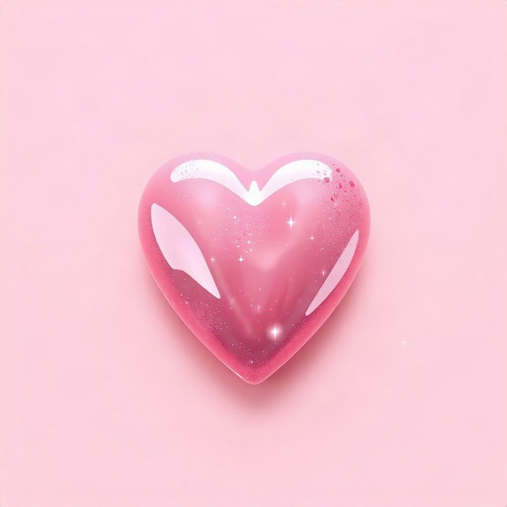 Pink PFPs — glossy heart, dreamy digital painting, subtle sparkle