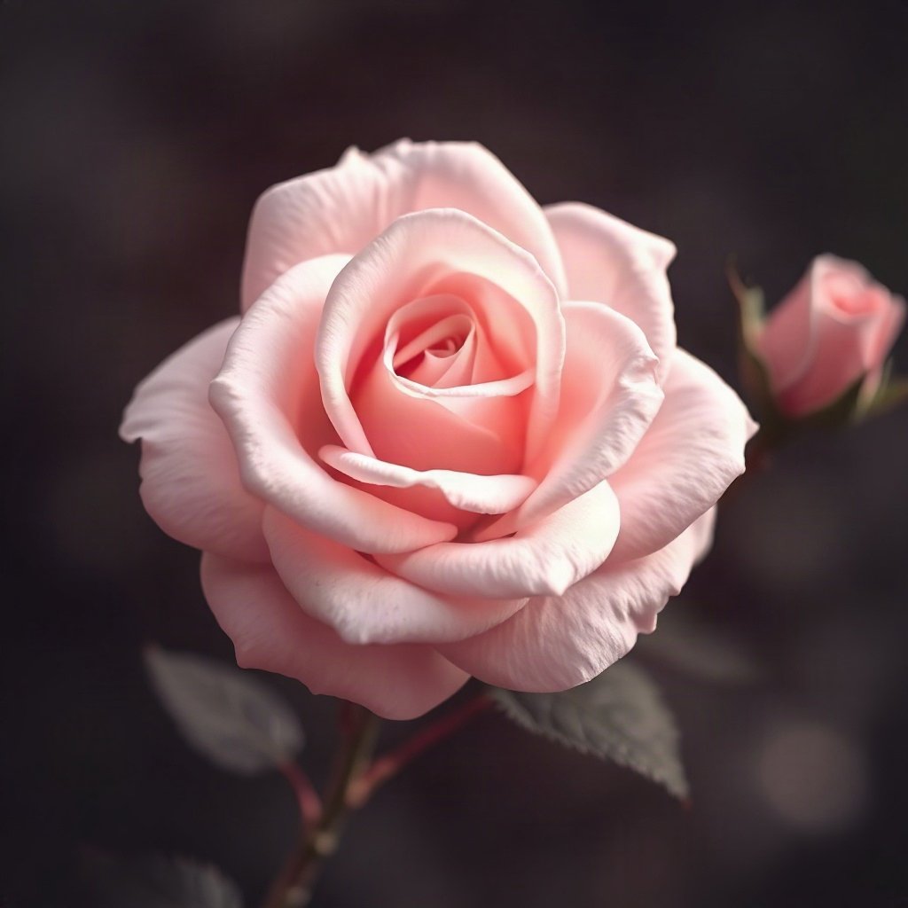 Pink PFPs — rose in bloom, dreamy digital painting, soft glow