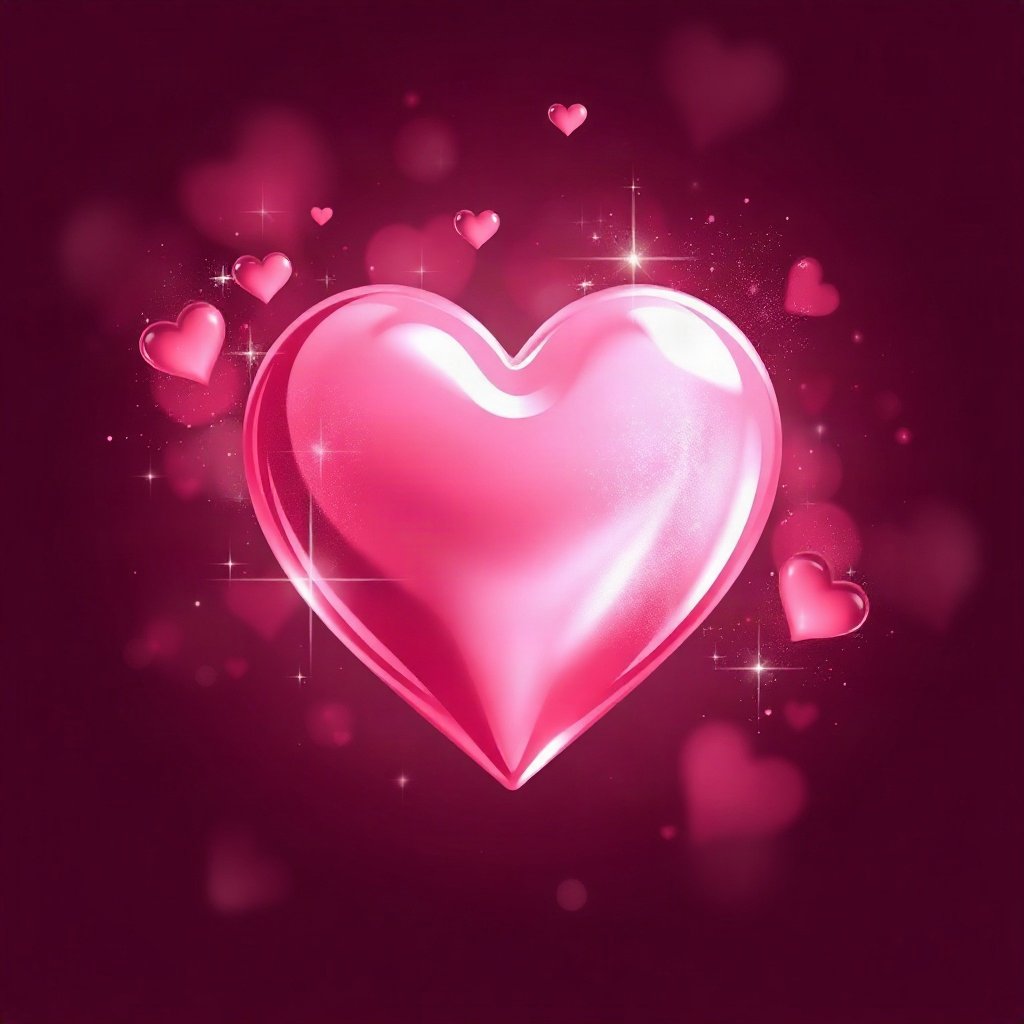 Pink PFPs — glossy heart, dreamy digital painting, subtle sparkle