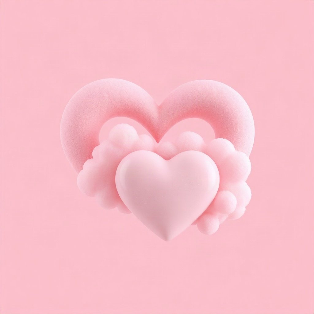 Pink PFPs — heart-shaped clouds, soft 3d render, subtle sparkle