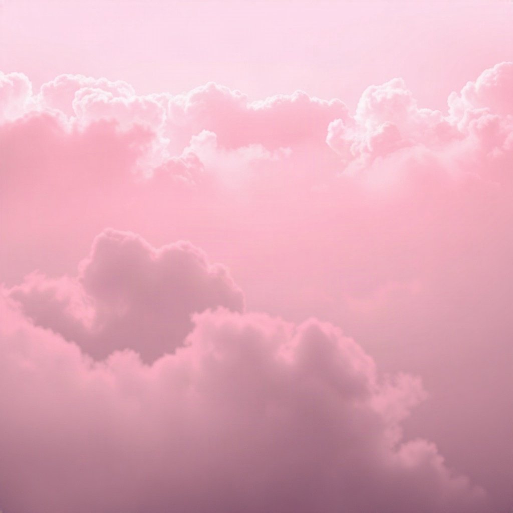 Pink PFPs — heart-shaped clouds, cinematic photo style, misty atmosphere