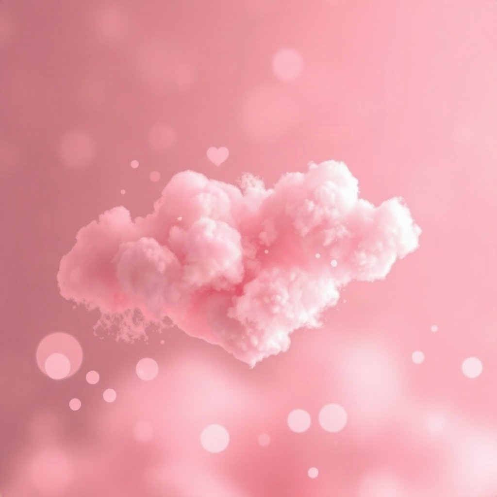 Pink PFPs — heart-shaped clouds, dreamy digital painting, gentle bokeh