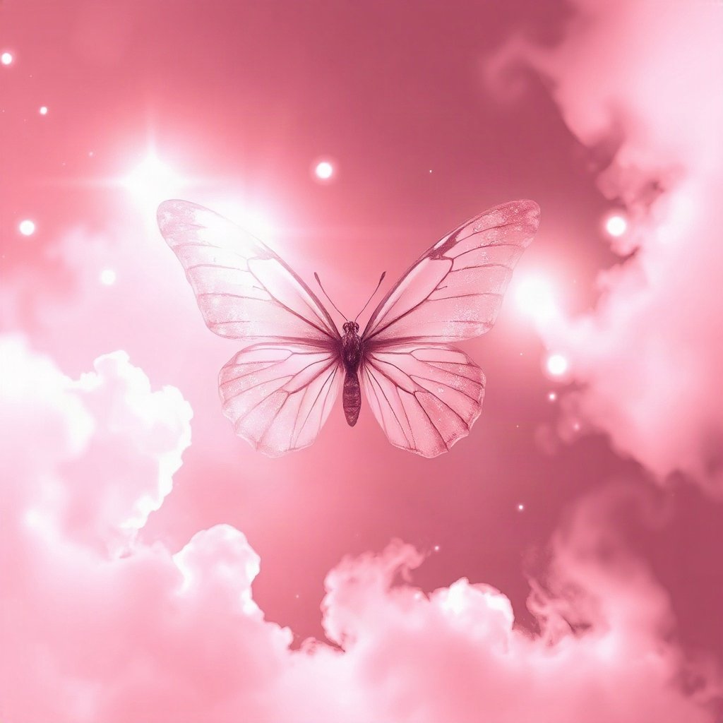 Pink PFPs — butterfly, dreamy digital painting, soft glow