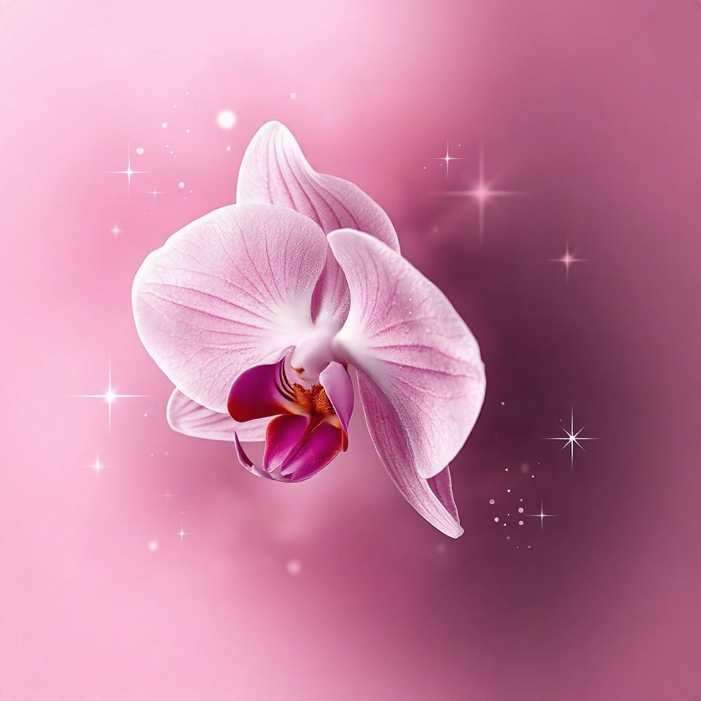 Pink PFPs — orchid flower, dreamy digital painting, subtle sparkle